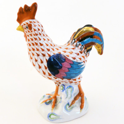 ROOSTER COCKY by Herend Rust Fishnet 5.4'' tall #5031 NEW NEVER SOLD made Hungary