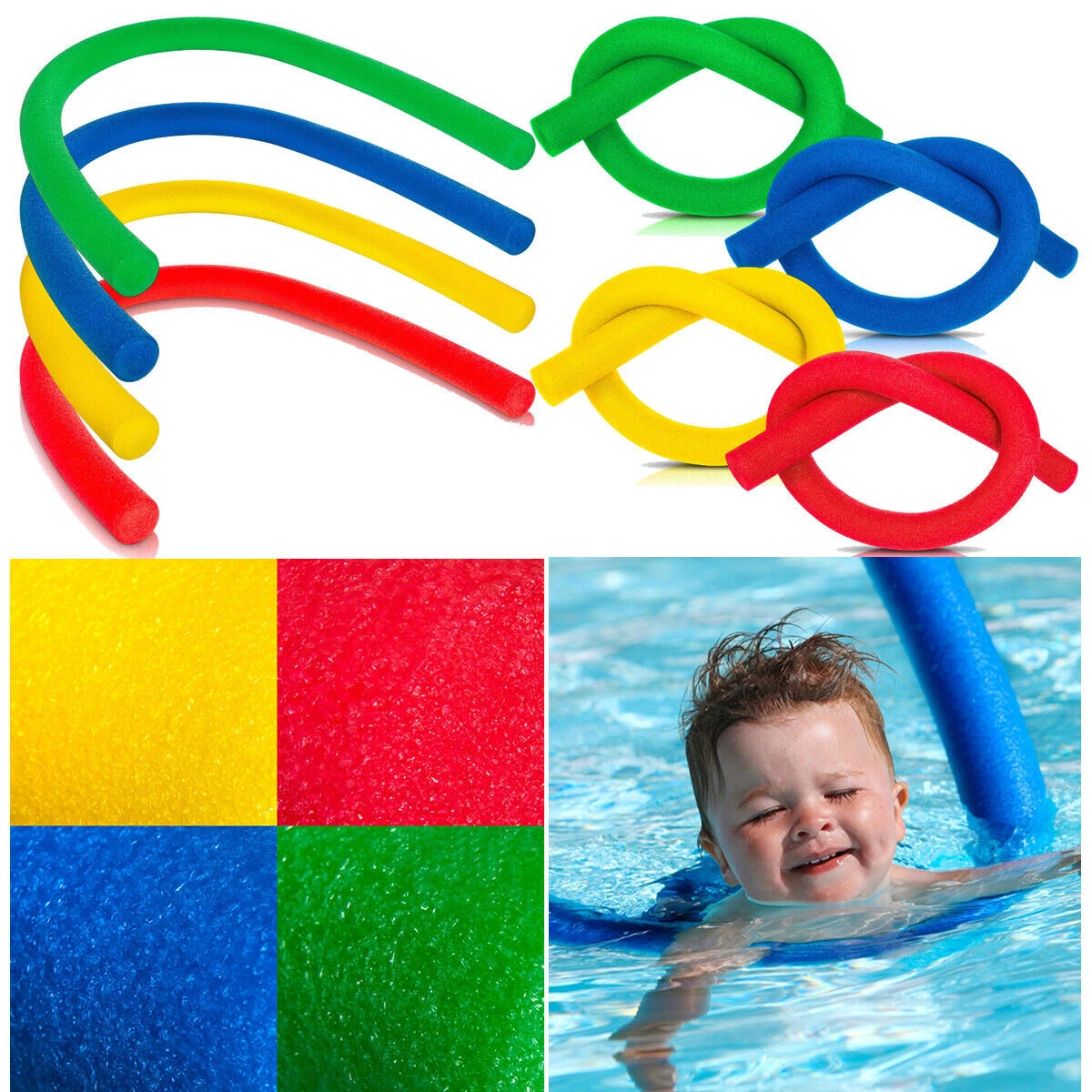 Swimming Pool Noodle Floater Hollow Flexible Water Float Aids Woggle Noodles