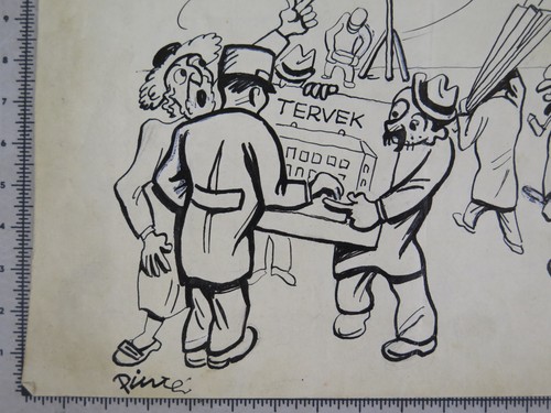 VECCHIO BOZZETTO FIRMATO PINTÉ DISEGNO PENNA SU CARTA ANNI '30 UNGHERIA BM53.5L - Picture 4 of 7