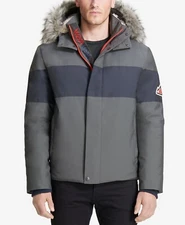 NEW - Large VRY WRM Polar Oxford Hooded Winter Coat - Grey  Unisex