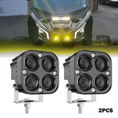 Dual Color 3'' 90W Amber White Pods LED Work Light Bar fit   Can-am Maverick X3