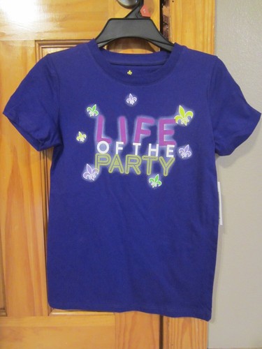 shirt XL 14/16 Mardi Gras purple cotton blend tee top short sleeves new w/tags