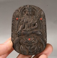 Alte Holz Lackware Inlay Kwan-yin Guan Yin Boddhisattva Ruyi Ru Yi Anhänger