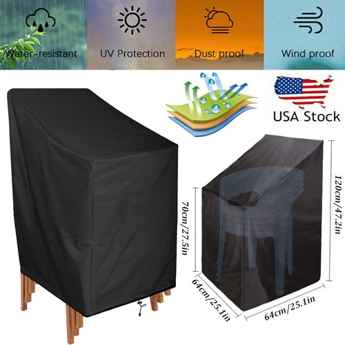 1/2/4X Patio Chair Cover UV Waterproof Outdoor Stackable High-Back Chairs Covers - Picture 2 of 14
