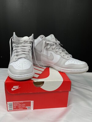 Nike Mens White Gray Dunk High Retro Sneakers Size 10.5 SKU 7403