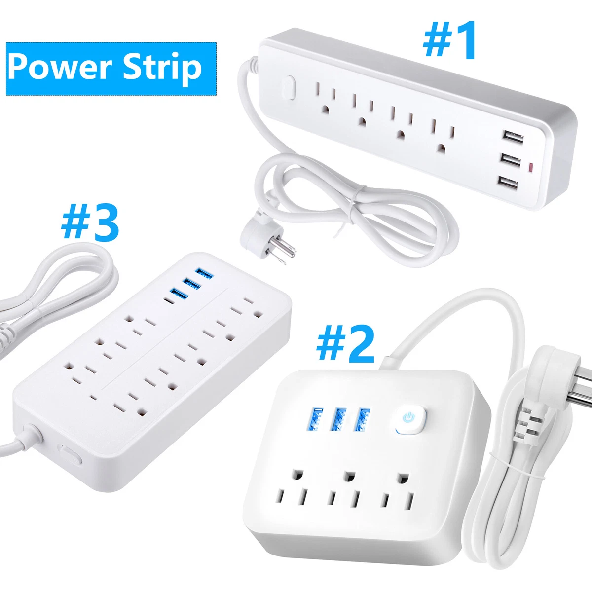 TARSHYRY Stekkerdoos Met 6 Stopcontacten, 3 USB En 1 Type-C – 1,8 Meter Snoer Voor Thuis Of Kantoor