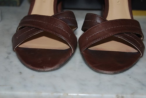ANTONIO MELANI REEGAN BROWN LEATHER ANKLE STRAP HIGH HEEL WOMEN'S SANDALS SZ 6 M - Picture 4 of 9