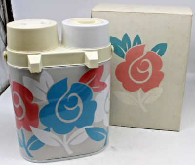 Tupperware Vintage Floral Double Twin Air Pot Carafe 1987 Pink Blue White