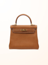 Hermes Kelly 25 Brown Leather Gold Hardware Bag
