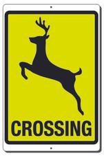 CAUTION DEER CROSSING ALUMINUM METAL SIGN MOUNTING HOLES 3 SIZES AVAILABLE