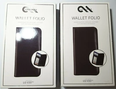 (2 CASES ) Case-Mate Wallet Folio Leather Case w/ Card Slots for LG V20 - Black - Image 1 of 4