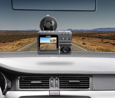 Coby DCHDG-203 Front and Back 1080P GPS Logger Car Dash Cam & DVR