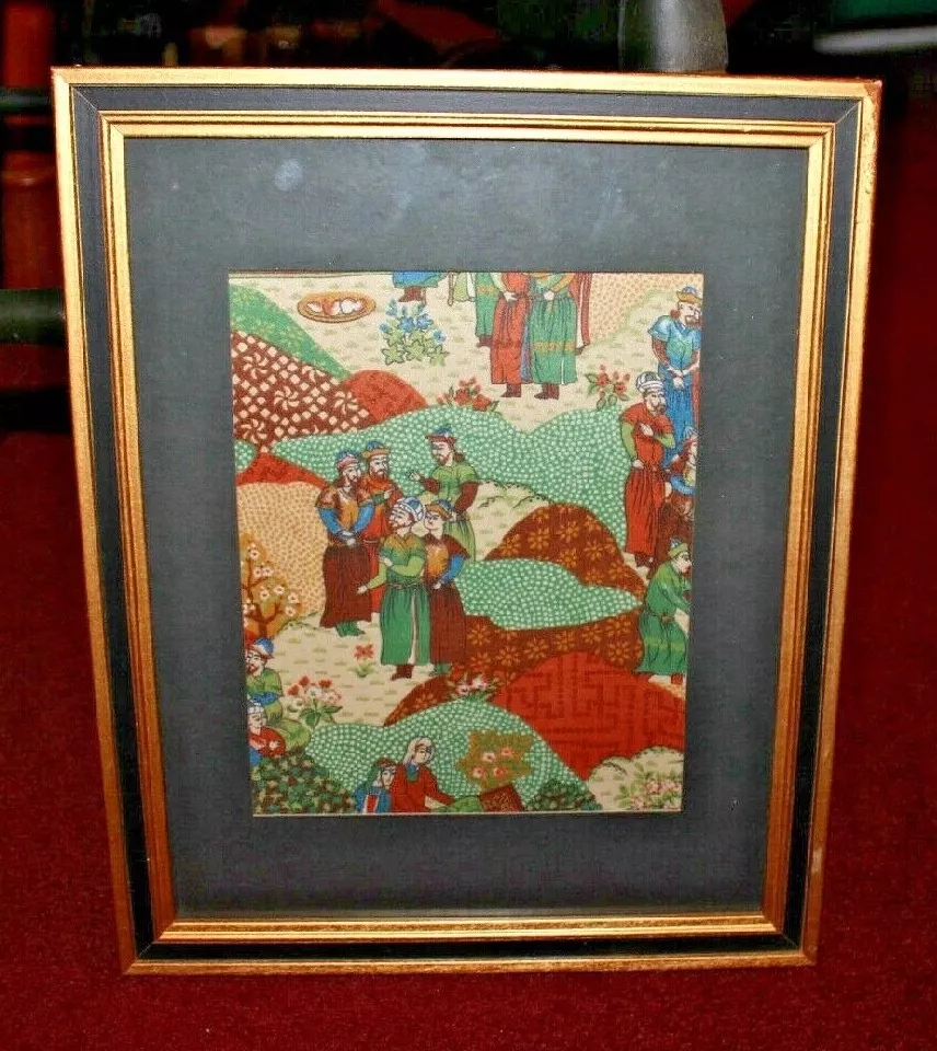 Antique Vintage Asian Persian Middle Eastern Batik Tapestry #2 Religious Men