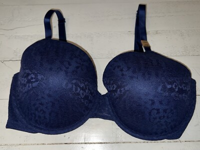 PINK by Victoria s Secret navy animal print Wear Everywhere t-shirt bra 36DD
