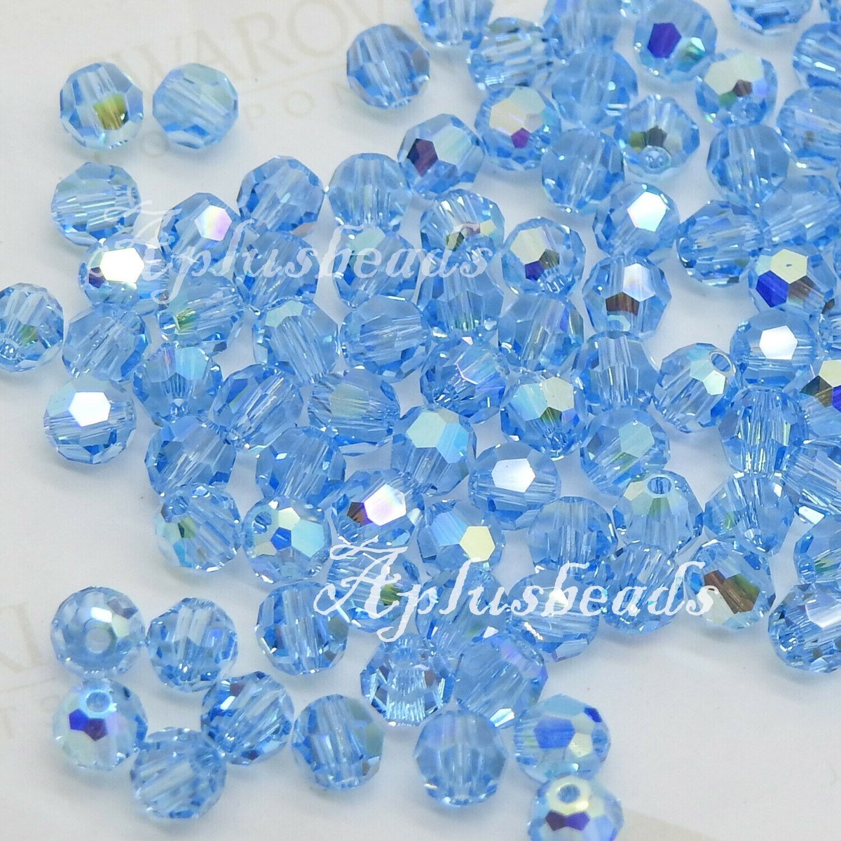 60pcs 6mm Aquamarine Blue AB #5000 Swarovski Crystal Faceted Round