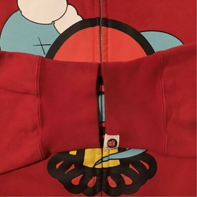 BAPE KAWS Bendy Octopus パーカー カウズ マイロ BAPE × KAWS MILO Bendy Octopus full zip hoodie Red A Bathing Ape