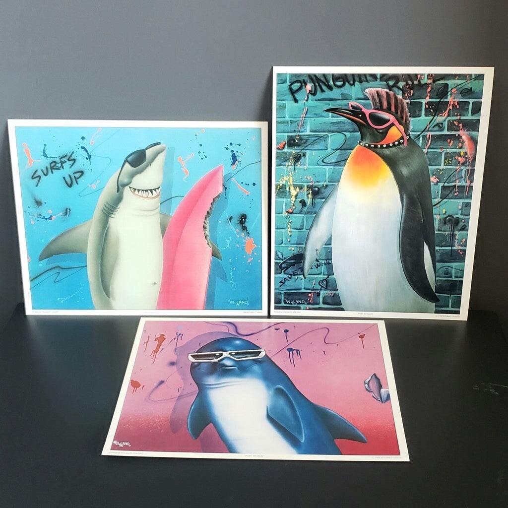 Set of 3 by Wyland 1980s Vintage fine art prints 