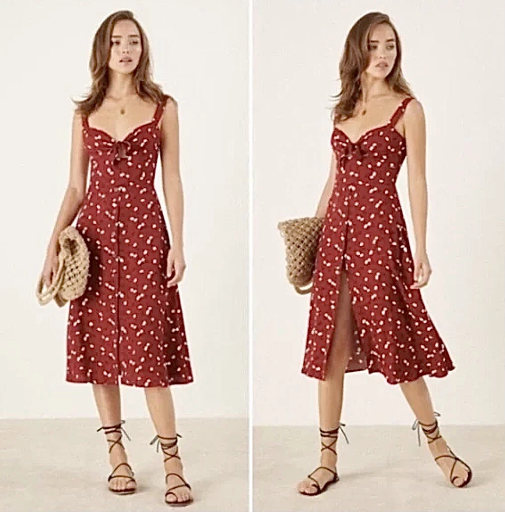 Reformation Frankfort Angeles Dress Size 2 dark red white NWT eBay