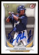2014 Bowman TROY STOKES JR Signed Card autograph BREWERS RC pirates AUTO
