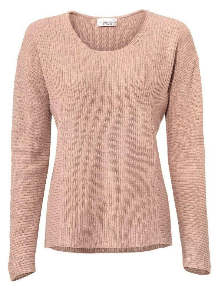 LINEA TESINI DAMEN PULLOVER PULLI RIPPENSTRICK LANGARM RUNDHALS ROSE NEU - Bild 2 von 4