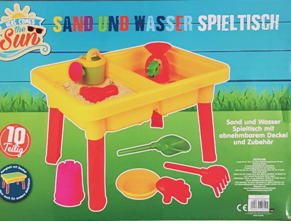 Kinder Spieltisch Sandkasten und Wasserspieltisch 2in1 mit 10 teiligen Zubehör - Bild 3 von 4