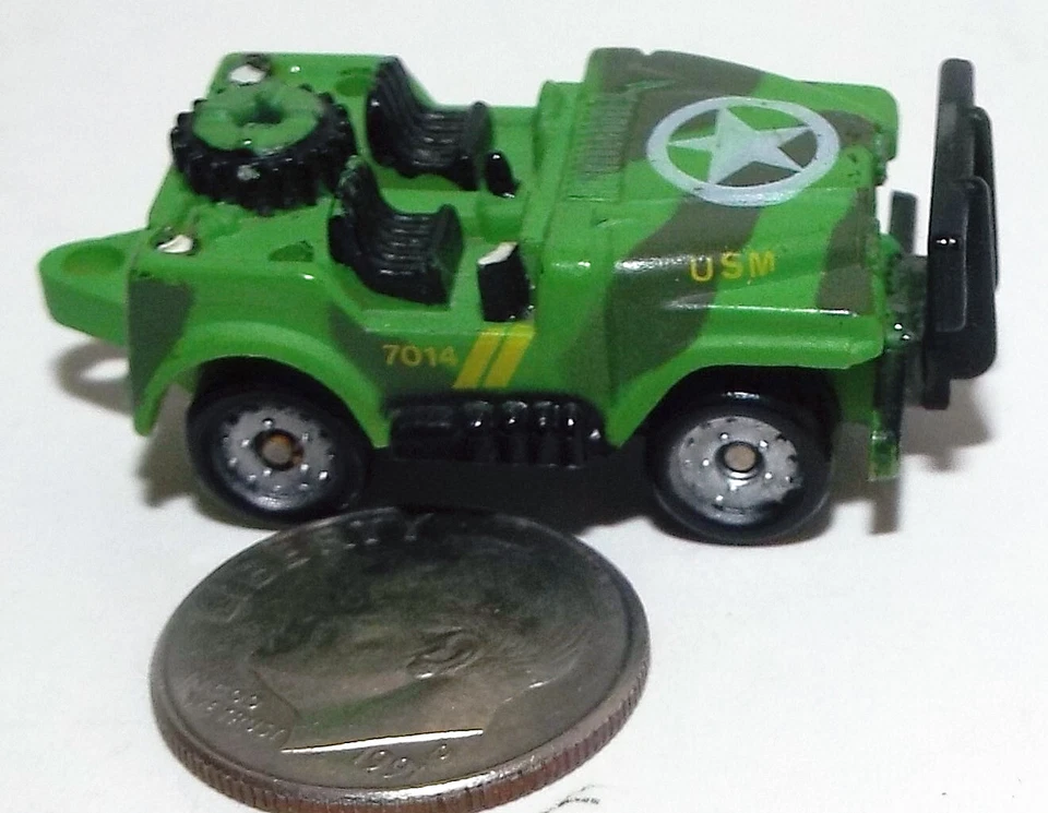 Small Micro Machine US Army Jeep with Roll Bars in Bright Green Camouflage # 2 - Image 2 of 3