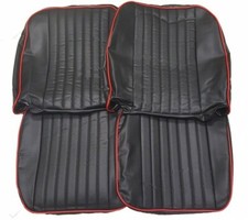New Front Seat Covers Seat Upholstery For Mgb 1973-1980 Black Vinyl W Red Trim