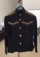 GIANNI VERSACE black western silk women's shirt w/ rhinestone size IT 38 Bondage