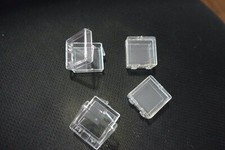 16 Small Hinged Plastic Storage Boxes 1" x 1" x 1/2". Clear as glass
