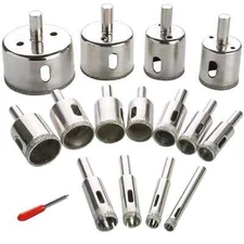 15 Pcs Drill Bits Set Diamond Hole Saw Glass Drill Bits for Cermic Tile
