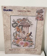 BUCILLA Birdhouse W/Floral Counted Cross Stitch Kit  43091 NOS VINTAGE 11" 14"