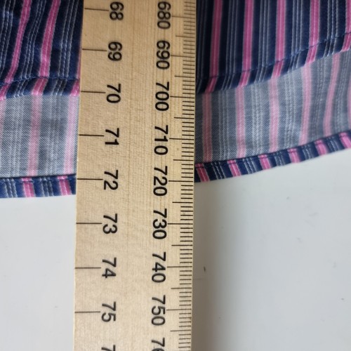 MARKS AND SPENCER BLUE HARBOR Luxury Mens Shirt Size M Navy Blue/Pink Stripe - Picture 8 of 12