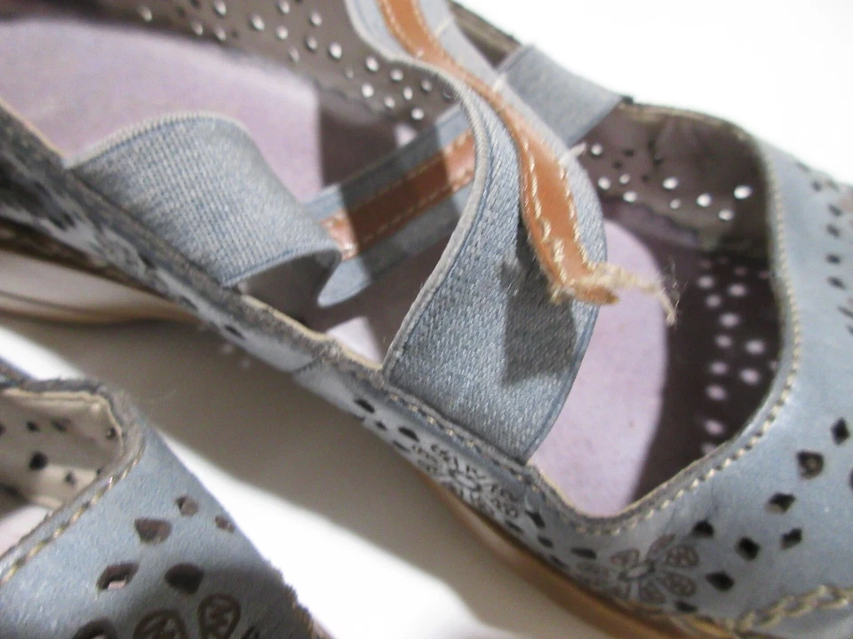 Talla EU 41 US 9.5 10 Rieker Mujer Zapatos Gris Marrón Recortes Mary Jane Mocasín Plano Foto 4 de 4