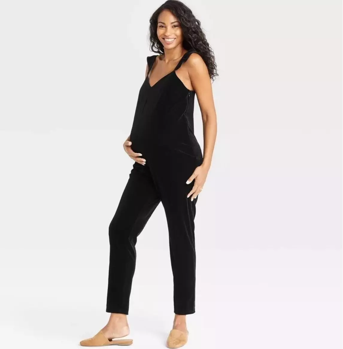 NEW The Nines by Hatch Maternity Jumpsuit Romper Black Velvet Velour XXL 2XL