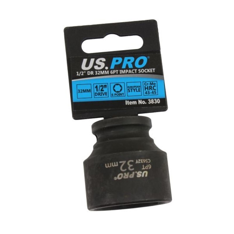32mm IMPACT SOCKET 1/2"" Drive by US PRO TOOLS 6 Point Single Hex Shallow