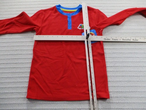 Super Mario Boys Pajama Top Medium Red Fleece Long Sleeve Button Solid Polyester - Picture 8 of 11