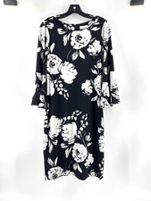 Calvin Klein Women's Black White Floral Stretch Cocktail Party Dress Size 8