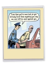 1 Large Funny Anniversary Greeting Card -  Married Arrest   J9774