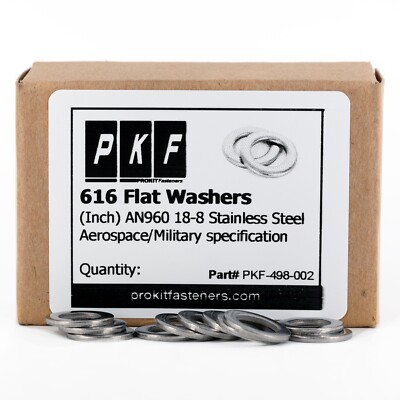 25) 3/8" AN960 Thin Flat Washer 3/8 18-8 Stainless Steel Military Spec AN- 960