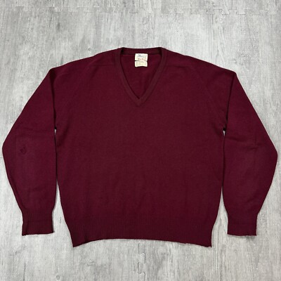 VTG SMITH'S BERMUDA ALAN PAINE ENGLAND V-NECK PULLOVER SWEATER MAROON SZ 44 MENS
