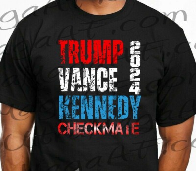 TRUMP VANCE KENNEDY CHECKMATE Shirt  2024 American Flag  MAGA campaign 2XL BLACK