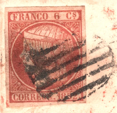 SPAIN Classic 6c Rose ISABELLA Cover Barcelona 1852 Valencia {samwells}WO123 - Image 1 of 4