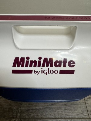 Vintage 90 s MiniMate By Igloo Personal Cooler Lunch Box 6-pack Blue Made in USA