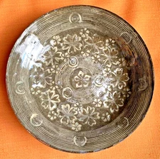 Pottery Plate Cherry Blossom 7.3 inch 19Th C Antique Japanese Edo Hand Crafted