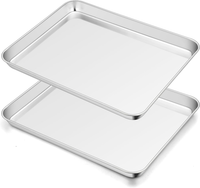 Homikit Backblech, 2 StüCk Edelstahl Mini Ofenblech Kuchenblech, Rechteckige Ofe
