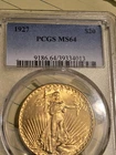 1927 $20 St. Gaudens Double Eagle Gold Coin MS64Pq