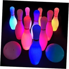  Kids Light up Bowling Ball Toys Set,Bowling Pins Toy Game with 10 Pins & White