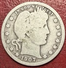 1907-D Barber Quarter. Free Shipping