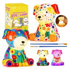 2PCS Paint Your Own Dog Lamp,DIY Dog Night Light,Art Craft Painting Kits for ...