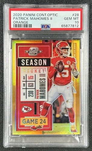 PATRICK MAHOMES II PSA 10 2020 CONTENDERS OPTIC #28 ORANGE SEASON TICKET 32/50